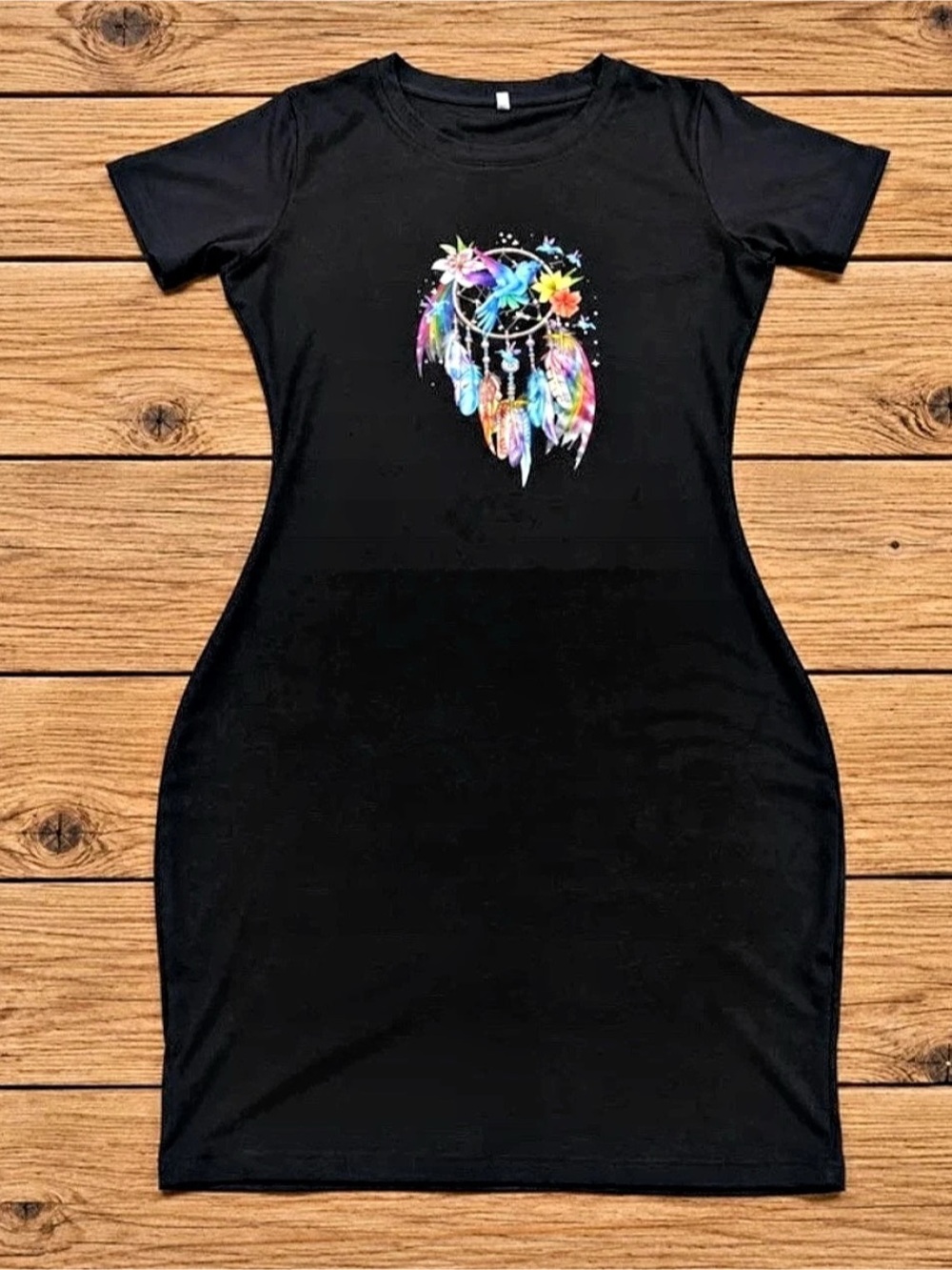 Black Graphic Mini Dress